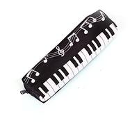 Trousse à crayons carrée en tissu Oxford pour notes de musique, piano et papeterie