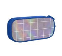 Trousse à crayons carrée réfléchissante avec fermeture éclair - Grande capacité - Rose - Pour l'école, le bureau et les voyages, bleu, Taille unique, Organiseur de sac