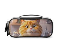 Trousse à crayons Cat Chef avec poignée, grande capacité en cuir PU, organiseur de bureau, trousse cosmétique portable pour voyage, maison