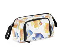 Trousse à crayons chic avec poissons anges blancs de grande capacité, trousse à crayons multifonctionnelle pour adolescent, étudiant, école préparatoire