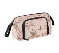 Trousse à crayons chic motif dragon barbu reptile or rose de grande capacité avec fente et fermeture éclair pour adolescentes, collège