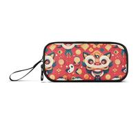 Trousse à crayons chinoise en nylon rouge de grande capacité pour école préparatoire