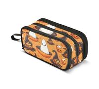 Trousse à crayons citrouilles fantômes de grande capacité pour garçons et filles, trousse à crayons à 3 compartiments pour étudiants, papeterie, marqueur pour l'école, le bureau, le travail,