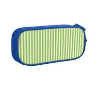 Trousse à crayons classique à rayures vertes avec fermeture éclair, grande capacité pour l'école, le bureau et les voyages, bleu, Taille unique, Organiseur de sac