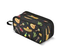 Trousse à crayons classique en bois avec fermeture éclair pour guitares et cactus, trousse à crayons colorée pour garçons, papeterie, fournitures de rentrée scolaire, 22,5 x 9 x 11 cm
