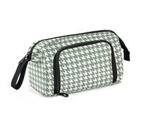 Trousse à crayons classique verte et blanche avec motif pied-de-poule de grande capacité - Organiseur portable pour adolescents - Collège cartucheras escolares para lapices pequena
