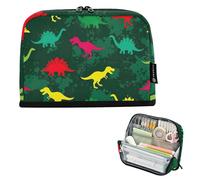 Trousse à crayons colorée avec fermeture éclair motif dinosaure Rex vert grande pochette à crayons mignonne pour filles papeterie kawaii fournitures pour la rentrée scolaire
