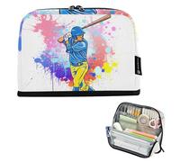 Trousse à crayons colorée avec fermeture éclair Motif joueur de baseball de dessin animé