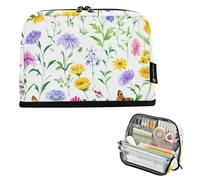 Trousse à crayons colorée avec motif fleurs sauvages prairie grande trousse à crayons à fermeture éclair pour adolescentes filles pochette à stylos coloré Preppy College High School Supplies