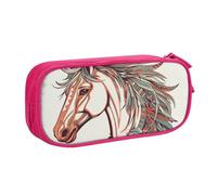 Trousse à crayons Cupidon Flèche Amour Cheval Trousse à crayons lisse avec fermeture éclair Grande trousse à crayons portable Sac de rangement pour fournitures scolaires Sac de maquillage, rose,