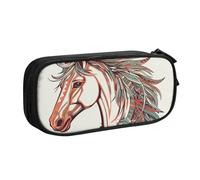 Trousse à crayons Cupidon Flèche Amour Cheval Trousse à crayons lisse avec fermeture éclair Grande trousse à crayons portable Sac de rangement pour fournitures scolaires Sac de maquillage, Noir ,