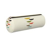 Trousse à crayons cylindrique élégante imprimée moderne du milieu du siècle - Accessoires de bureau - Organiseur de papeterie, doré, One Size, Organiseur de sac