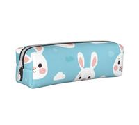 Trousse à crayons cylindrique en cuir avec fermeture éclair Motif tête de lapin, blanc, Taille unique, Sac à dos d'école
