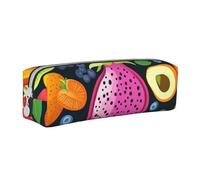 Trousse à crayons cylindrique portable en cuir avec fermeture éclair Motif graines de fruit du dragon, blanc, Taille unique, Sac à dos d'école