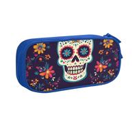 Trousse à crayons Day of The Dead Skull pour garçons et filles - Grande trousse à crayons avec fermeture éclair - Pour l'école et le bureau, rose, 21x5x10.5cm, Trousse de maquillage
