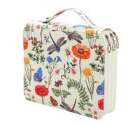 Trousse à crayons de couleur avec 124 emplacements - Sac de rangement portable pour stylos aquarelle et marqueurs - Trousse à crayons à motif d'impression pour artistes - Grande capacité (blanc)