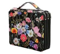 Trousse à crayons de couleur avec 124 emplacements - Sac de rangement portable pour stylos aquarelle et marqueurs - Trousse à crayons à motif d'impression pour artistes - Grande capacité (noir)