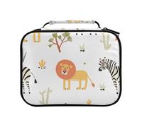 Trousse à crayons de couleur rétro avec motif lion zèbre - Grande capacité - Pour crayons de couleur, stylos, marqueurs, #01, Taille unique, Charmant