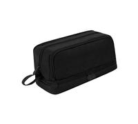 Trousse à crayons de couleur unie double couche de grande capacité pour la rentrée scolaire pour fille, trousse à stylos de couleur unie double couche pour étudiante, Noir