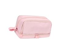 Trousse à crayons de couleur unie double couche de grande capacité pour la rentrée scolaire pour fille, pochette double couche pour étudiante, b