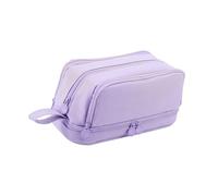 Trousse à crayons de couleur unie - Esthétique - Double couche - Grande capacité - Fournitures scolaires et de bureau - Couleur unie - Double couche - Pour étudiant, violet