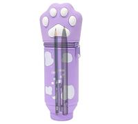 Trousse à crayons de dessin animé - Grande capacité - Portable - En silicone - Motif patte de chat mignonne - Pour stylos, règles, ciseaux, gommes, notes adhésives et ruban correcteur - Idéal pour