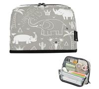 Trousse à crayons de grande capacité 21,1 x 15 cm Motif animaux esquissés | Pochette à stylos pour l'école, le bureau, les voyages
