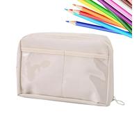 Trousse à crayons de grande capacité avec 12 compartiments - Trousse à crayons avec poignée, Trousse à crayons | Conteneur en papier scolaire, organisateur d'étude de voyage pour stylo, Crémeuse, se