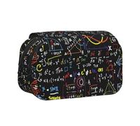 Trousse à crayons de grande capacité avec 2 compartiments et porte-stylos Motif formule mathématique