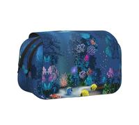 Trousse à crayons de grande capacité avec 2 compartiments Motif dauphins du monde sous-marin
