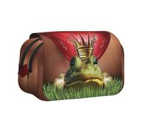 Trousse à crayons de grande capacité avec 2 compartiments Motif lèvres rouges « Getting Ready to Kiss A Frog »