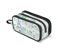 Trousse à crayons de grande capacité avec 3 compartiments pour garçons et filles - Motif Tour Eiffel - Pour l'école, le bureau, le travail, Tour Eiffel de dessin animé, Taille unique, Mallette