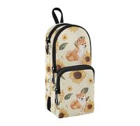 Trousse à crayons de grande capacité avec compartiment en forme de cartable en forme de cartable pour l'école, le bureau, le travail, Chiens mignons tournesols, Taille unique, Mallette