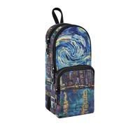 Trousse à crayons de grande capacité avec compartiment en forme de cartable pour étudiants, papeterie, marqueur pour l'école, le bureau, le travail, Ciel étoilé Night City, Taille unique, Mallette