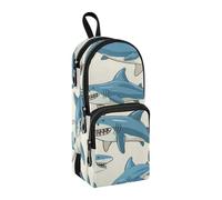 Trousse à crayons de grande capacité avec compartiment en forme de cartable pour étudiants, papeterie, marqueur pour l'école, le bureau, le travail, Requin bleu mer, Taille unique, Mallette