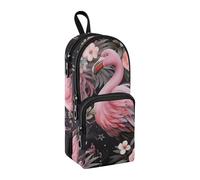 Trousse à crayons de grande capacité avec compartiment en forme de flamant rose et motif floral pour étudiants, fournitures scolaires, bureau, travail, Flamant rose floral 3, Taille unique, Mallette