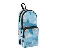 Trousse à crayons de grande capacité avec compartiment en forme de requin, nuages et étoiles, pour l'école, le bureau, le travail, Sharks Clouds Star, Taille unique, Mallette