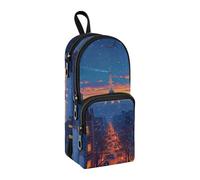 Trousse à crayons de grande capacité avec compartiment en forme de tour Eiffel et nuit étoilée - Pour l'école, le bureau, le travail, Tour Eiffel Nuit étoilée, Taille unique, Mallette