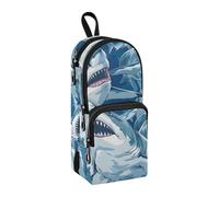 Trousse à crayons de grande capacité avec compartiment pour étudiants en forme de cartable pour l'école, le bureau, le travail, De nombreux requins, Taille unique, Mallette