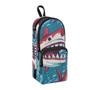Trousse à crayons de grande capacité avec compartiment pour étudiants en forme de requin rouge, Requins rouges, Taille unique, Mallette