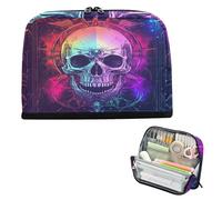 Trousse à crayons de grande capacité avec compartiment pour maquillage - Pour homme - Couleurs de rêve - Tarot pirate - Crâne