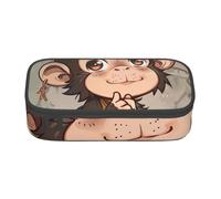 Trousse à crayons de grande capacité avec compartiments et fermeture éclair pour étudiants, enseignants, bureau - Motif à pois - Rose/gris/blanc, Art du singe, One Size, Imprimé
