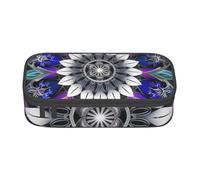 Trousse à crayons de grande capacité avec compartiments et fermeture éclair pour étudiants, enseignants, bureau, Imprimé mandala rectangulaire, One Size, Imprimé