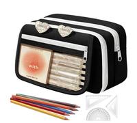 Trousse à crayons de grande capacité avec fermeture éclair 9 douce | Organiseur de bureau en tissu pour étudiants, gommes, règles, école, salle de classe, maison, voyage