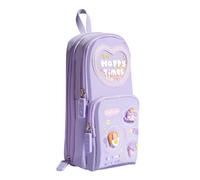 Trousse à crayons de grande capacité avec fermeture éclair à trois couches pour enfant, Cone Girl, 9.5x6.5x21cm/3.74x2.56x8.27in