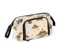 Trousse à crayons de grande capacité avec fermeture éclair et soucoupe volante pour l'école des enfants, multicolore, Taille unique, Moderne