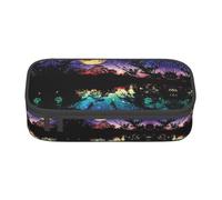 Trousse à crayons de grande capacité avec fermeture éclair Motif ciel nocturne avec arbres, Noir , Taille unique, Valise
