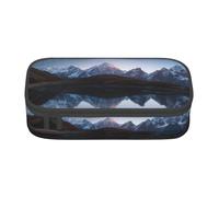 Trousse à crayons de grande capacité avec fermeture éclair Motif ciel nocturne avec étoiles et lac de montagne, Noir , Taille unique, Valise