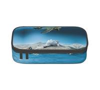 Trousse à crayons de grande capacité avec fermeture éclair - Motif conque de mer, étoile de mer, tortue - Pour garçons et filles, Noir , Taille unique, Valise