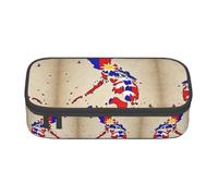 Trousse à crayons de grande capacité avec fermeture éclair Motif drapeau philippin abstrait Map02, Noir , Taille unique, Trousse de toilette